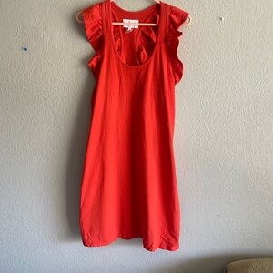 Current Elliott red orange ruffle tank top dress